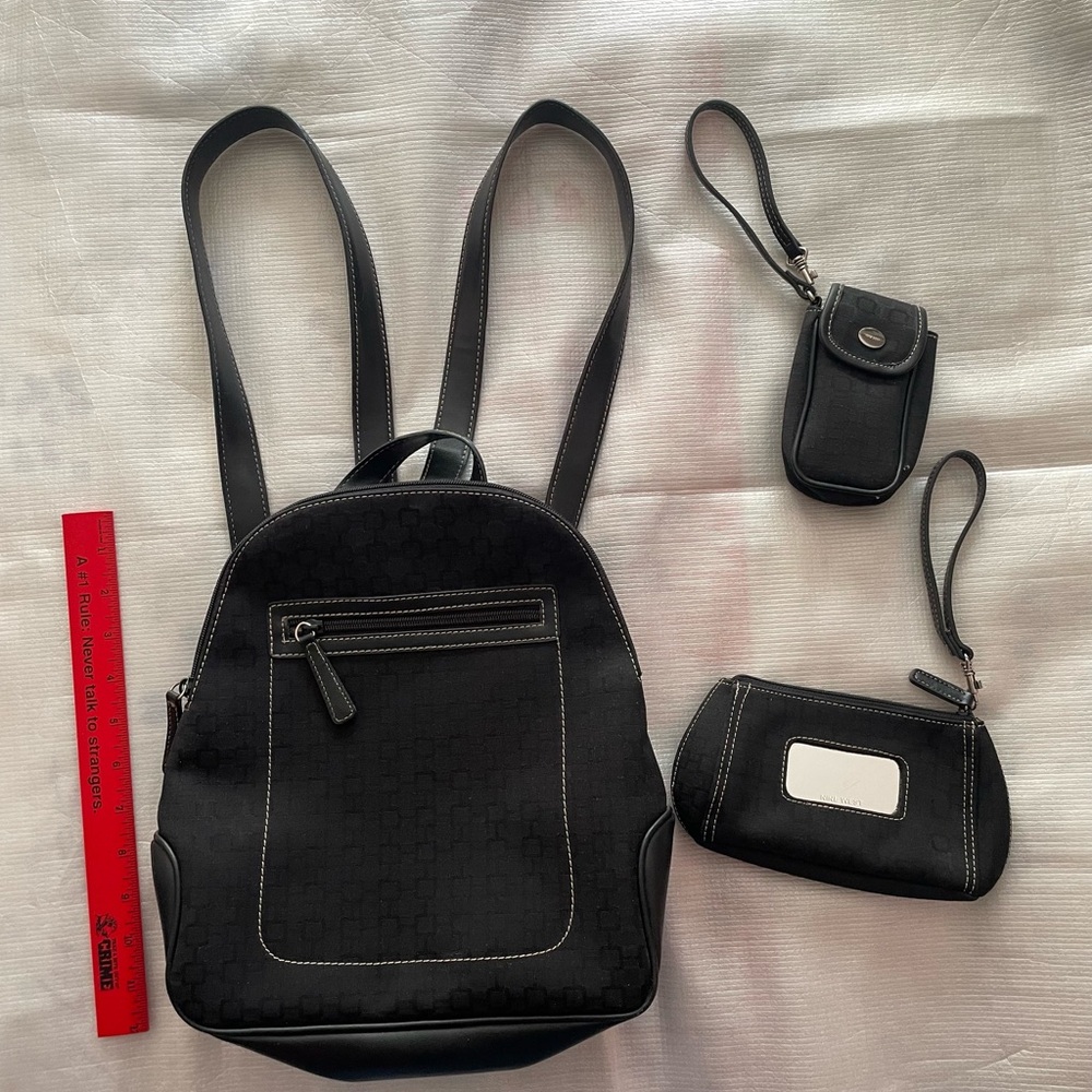 Nine West Black Backpack with Matching Accessories